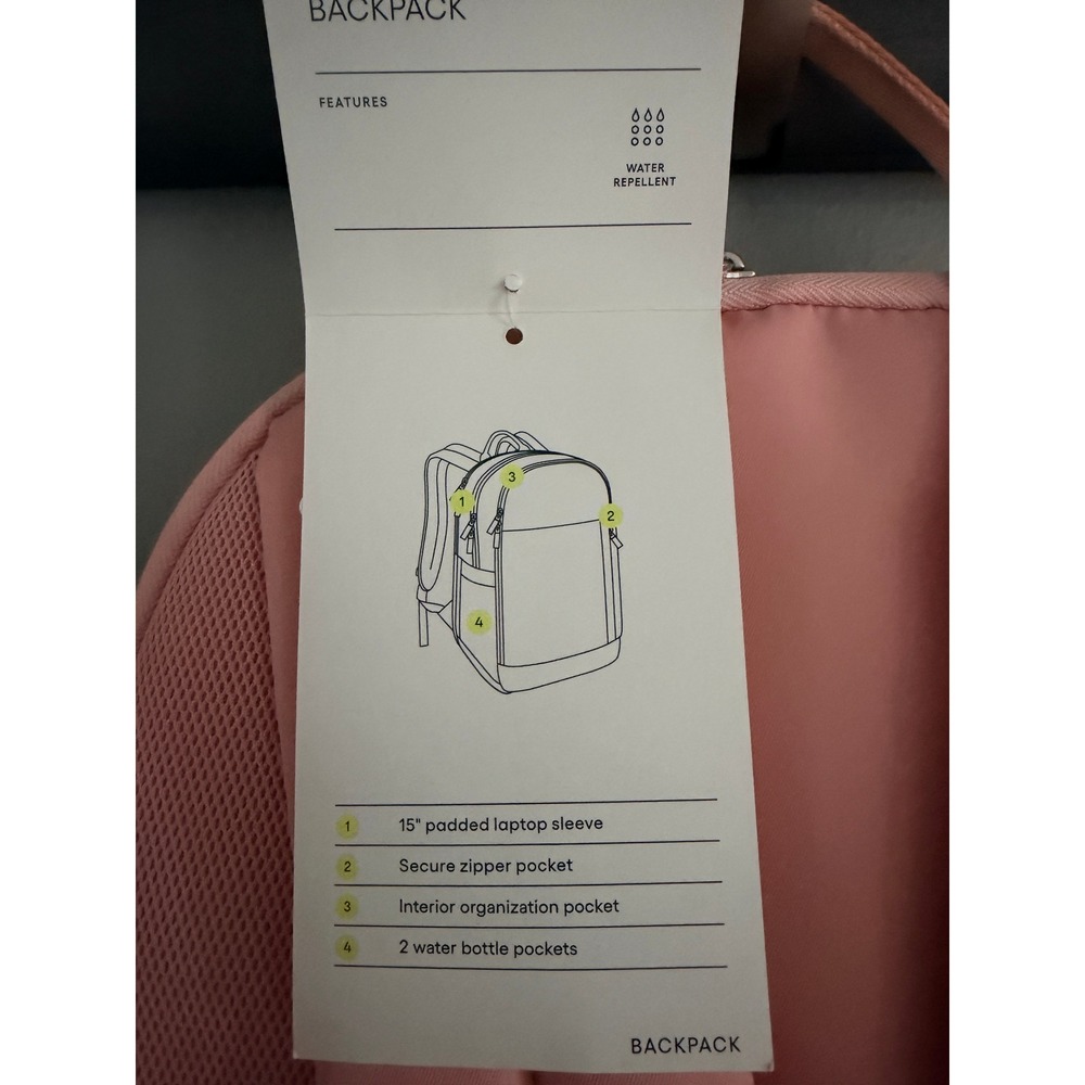 All in Motion Lifestyle Backpack Unisex OS Pink NWT 15in Laptop Water Repellent - Picture 4 of 5